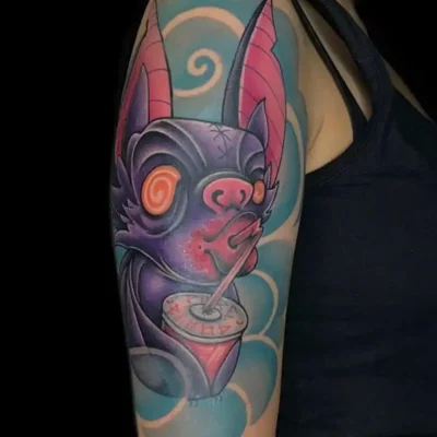 Tatuador en Madrid José Prieto Tattoo Acuarela Color Brazo Perrito