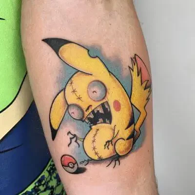 Tatuador en Madrid José Prieto Tattoo Original Color Brazo Picachu